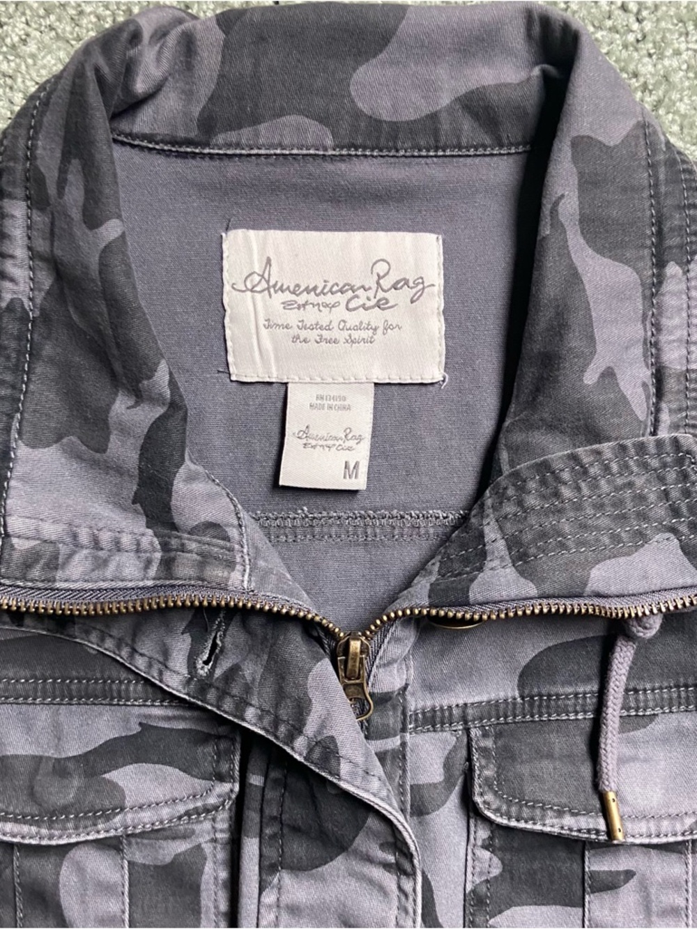 American Rag Grey Camo Utility Jacket Womens Size M - Picture 4 of 16